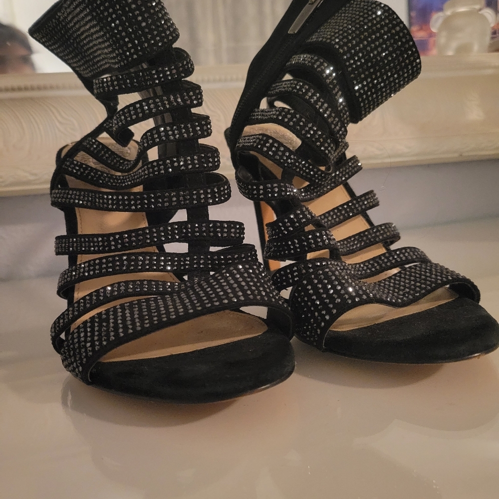 black heels with stones